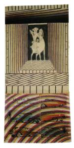 Martín Ramírez. Untitled (Horse and Rider), c1950. Coloured pencil, crayon and collage on paper, 37 x 18 5/8 in (93.98 x 47.31 cm)